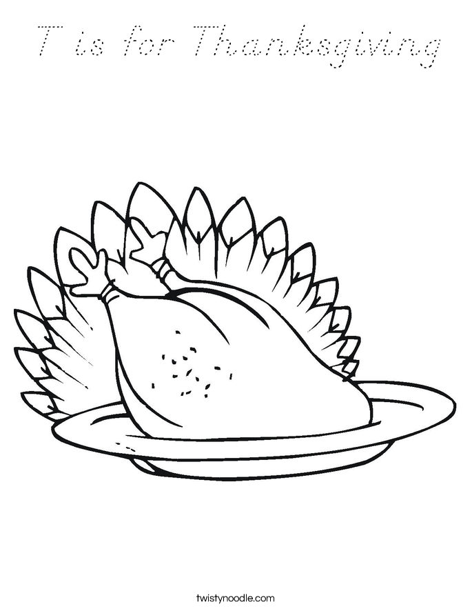 T is for Thanksgiving Coloring Page
