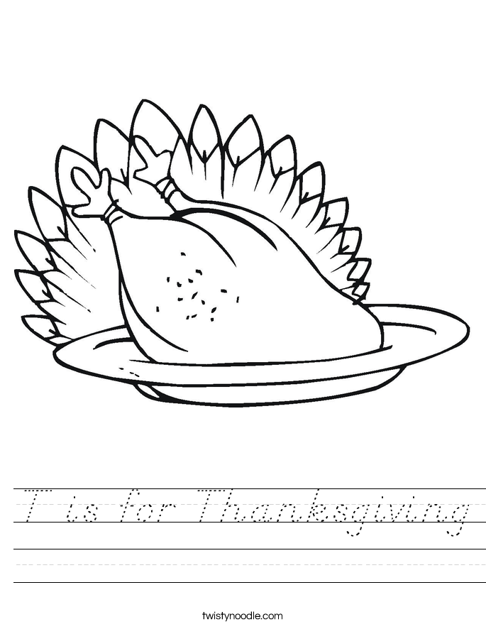 T is for Thanksgiving Worksheet