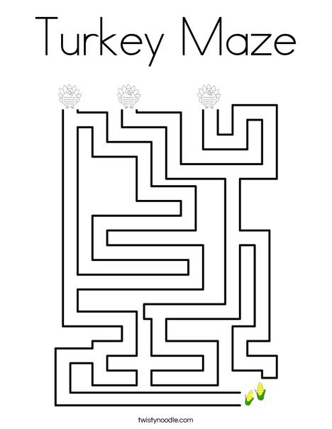 Turkey Maze Coloring Page