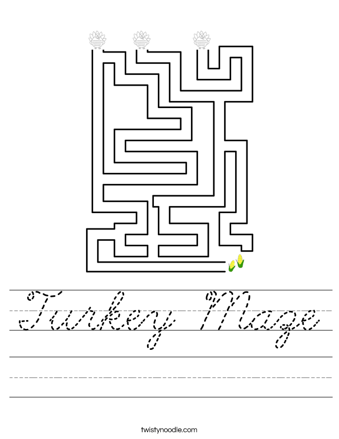 Turkey Maze Worksheet