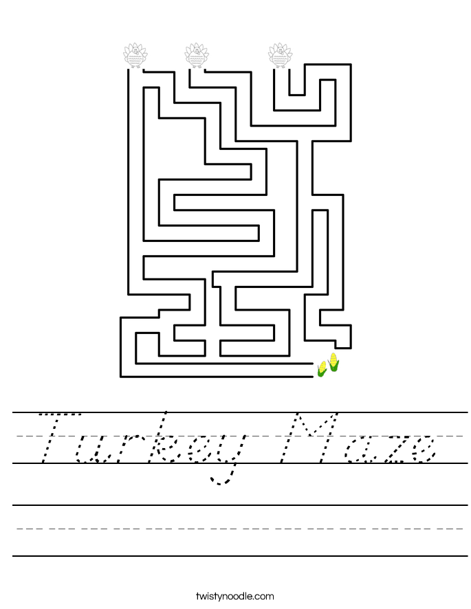 Turkey Maze Worksheet