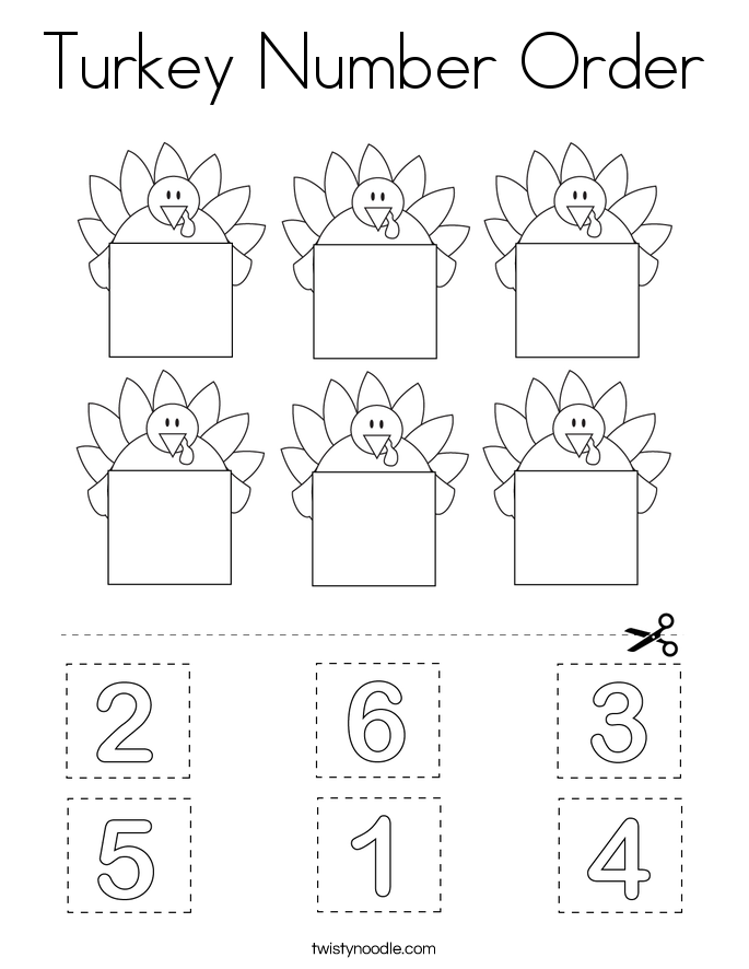 Turkey Number Order Coloring Page