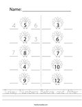 Turkey Numbers Before and After Worksheet