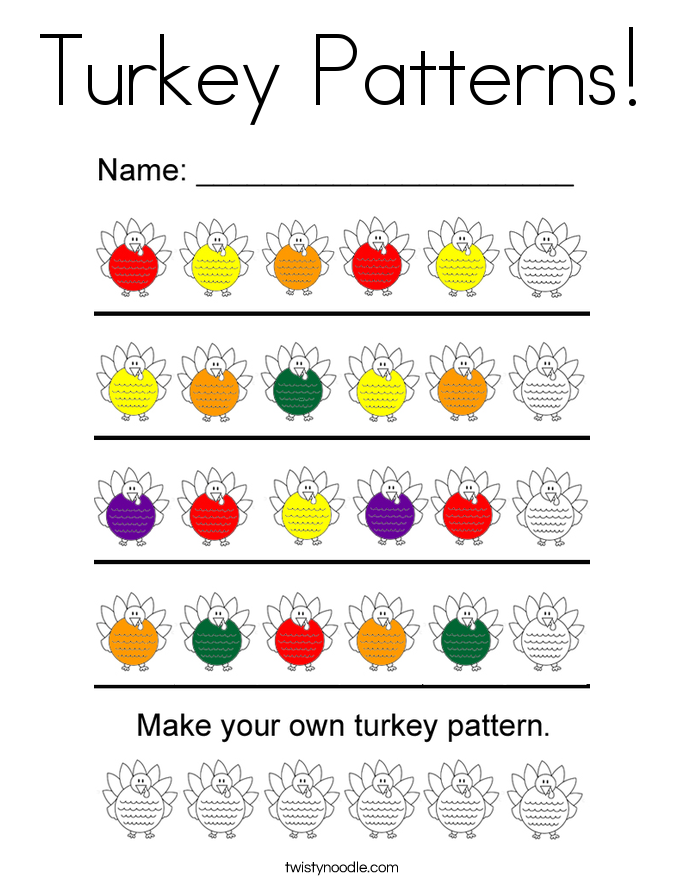 Turkey Patterns! Coloring Page