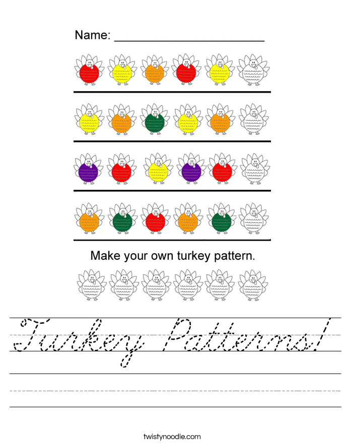 Turkey Patterns! Worksheet