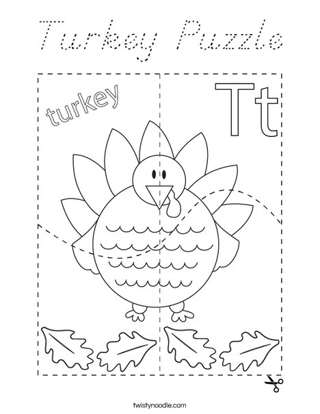 Turkey Puzzle Coloring Page