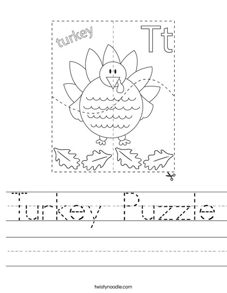 turkey puzzle worksheet  twisty noodle
