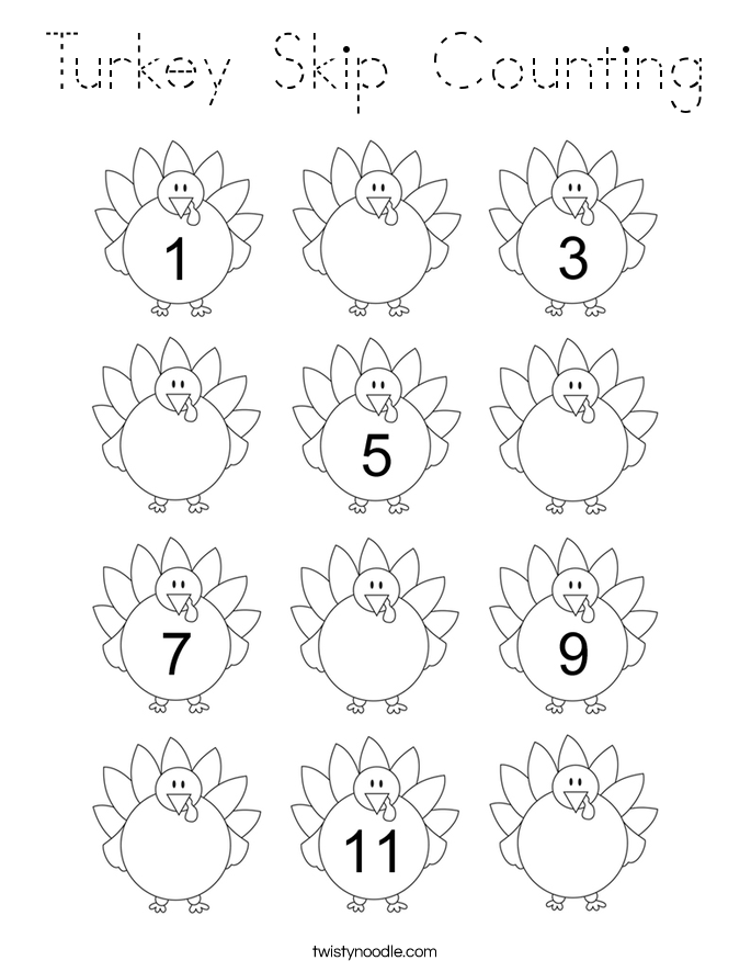 Turkey Skip Counting Coloring Page