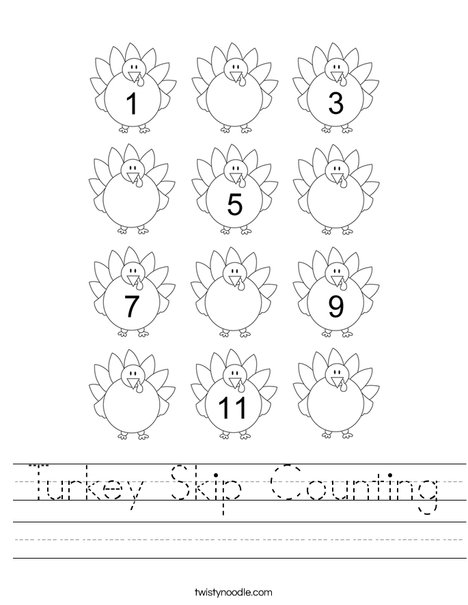 Turkey Skip Counting Worksheet