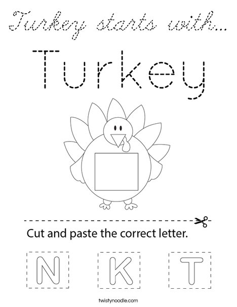 Turkey starts with... Coloring Page