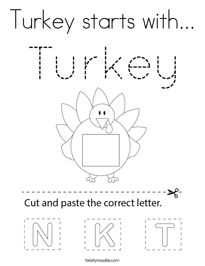 Turkey starts with... Coloring Page