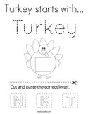 Turkey starts with Coloring Page