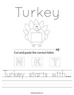 Turkey starts with Handwriting Sheet