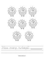 How many turkeys _______ Handwriting Sheet