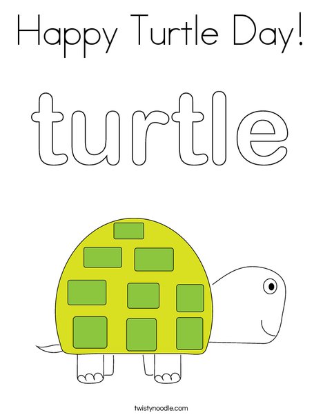 Happy Turtle Day Coloring Page Twisty Noodle