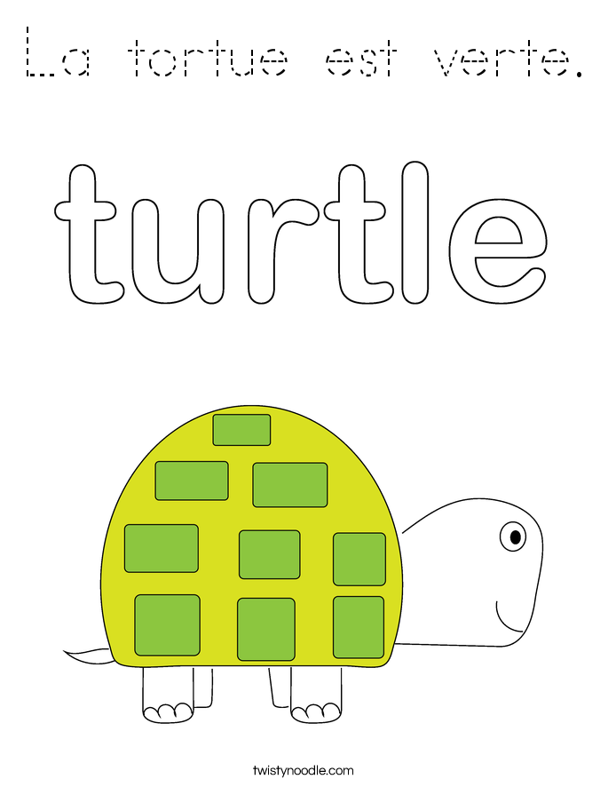 La tortue est verte. Coloring Page