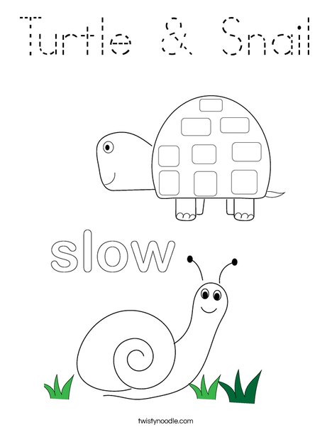Turtle and Snail Coloring Page