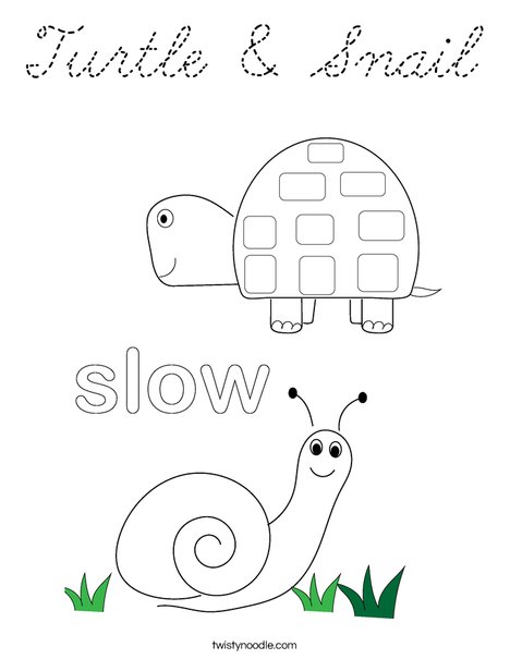 Turtle and Snail Coloring Page