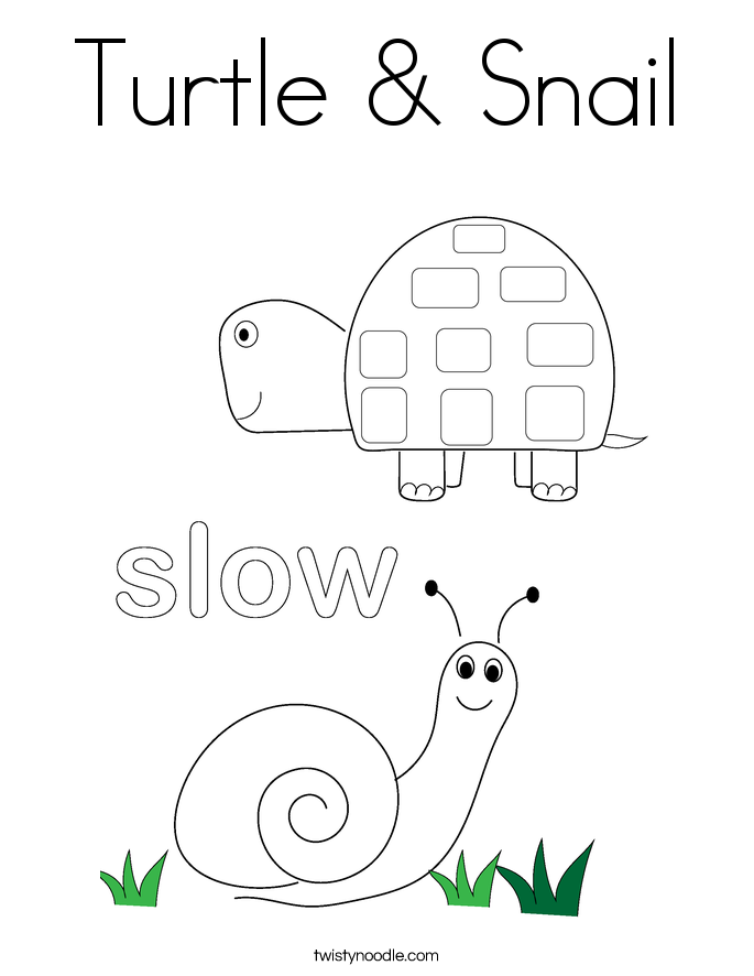 Turtle & Snail Coloring Page