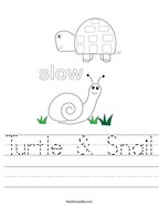 Turtle & Snail Handwriting Sheet