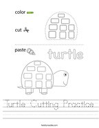 Turtle Cutting Practice Handwriting Sheet