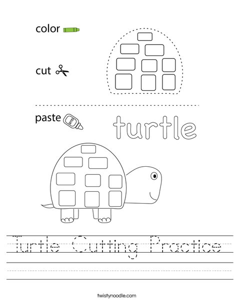 Turtle Cutting Practice Worksheet