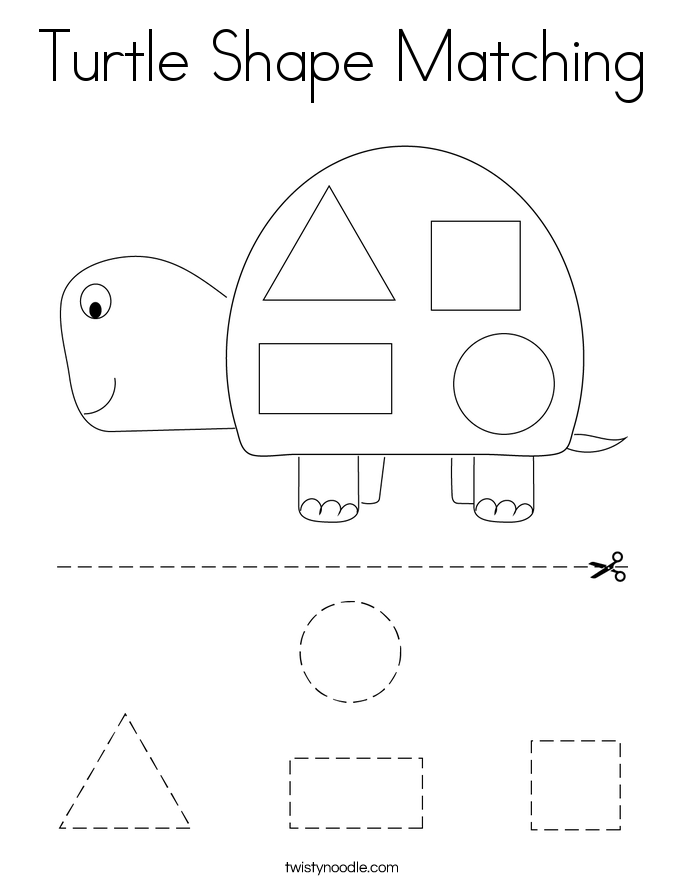 Turtle Shape Matching Coloring Page