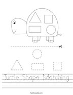 Turtle Shape Matching Handwriting Sheet