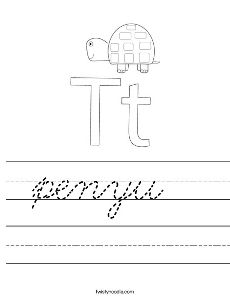 T is for Turtle Worksheet