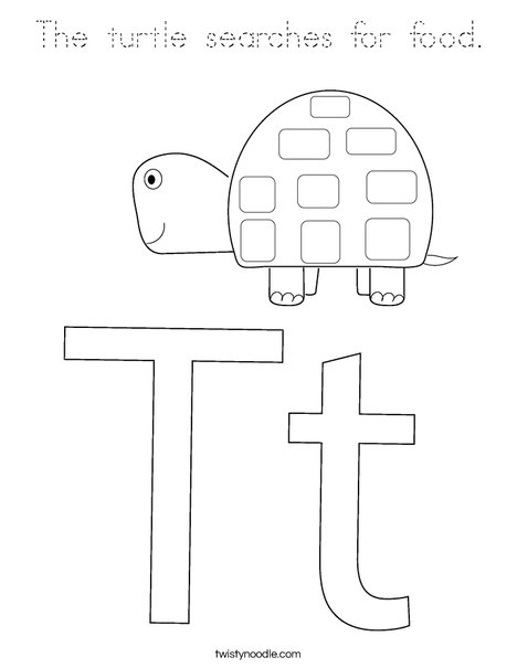 T is for Turtle Coloring Page