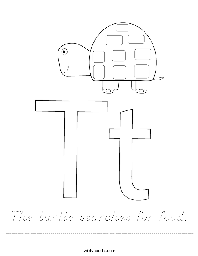 The turtle searches for food. Worksheet