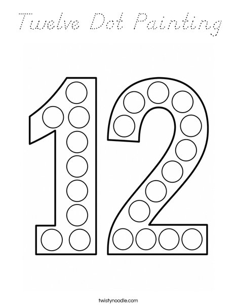Twelve Dot Painting Coloring Page