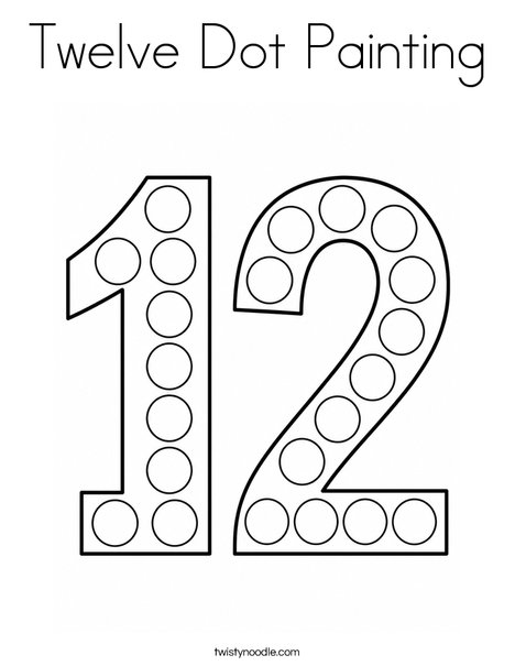 Twelve Dot Painting Coloring Page