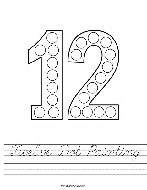Twelve Dot Painting Worksheet