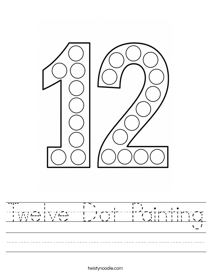 Twelve Dot Painting Worksheet