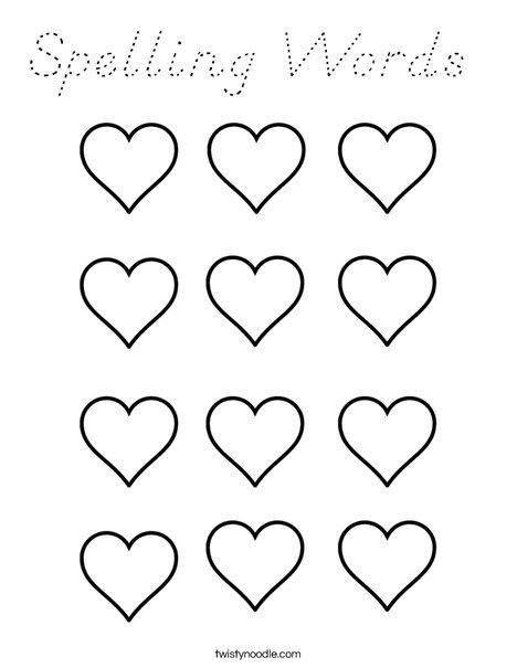 Twelve Hearts Coloring Page