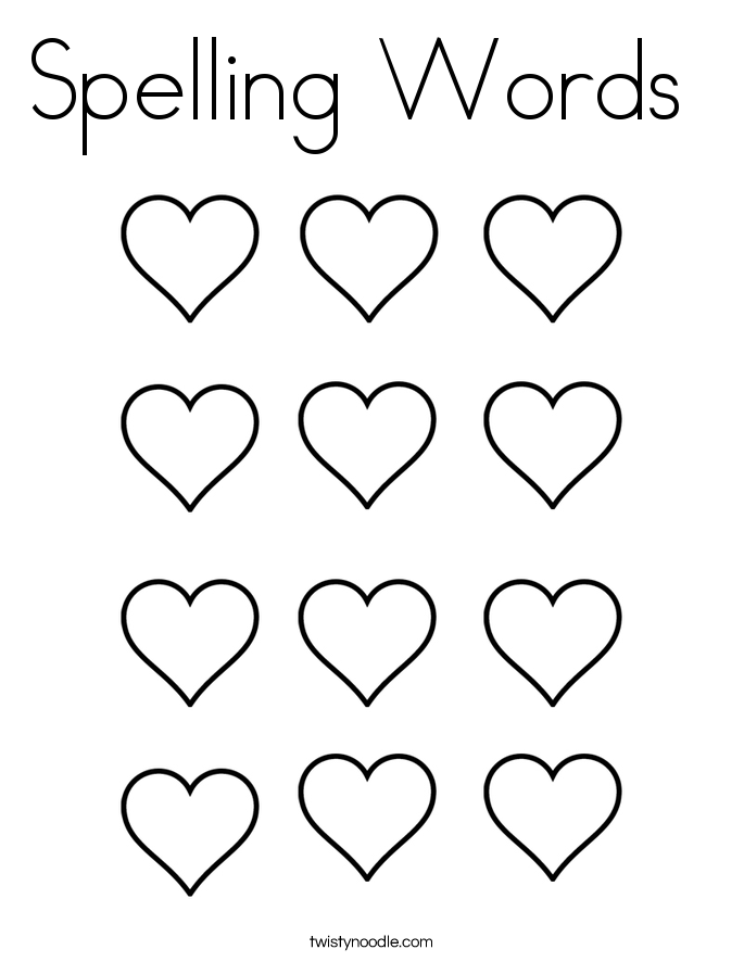 Spelling Words  Coloring Page