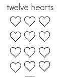 twelve hearts Coloring Page