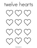 twelve hearts Coloring Page