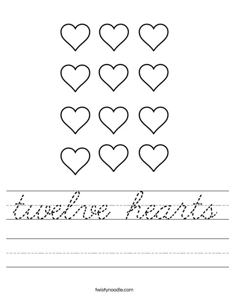 Twelve Hearts Worksheet