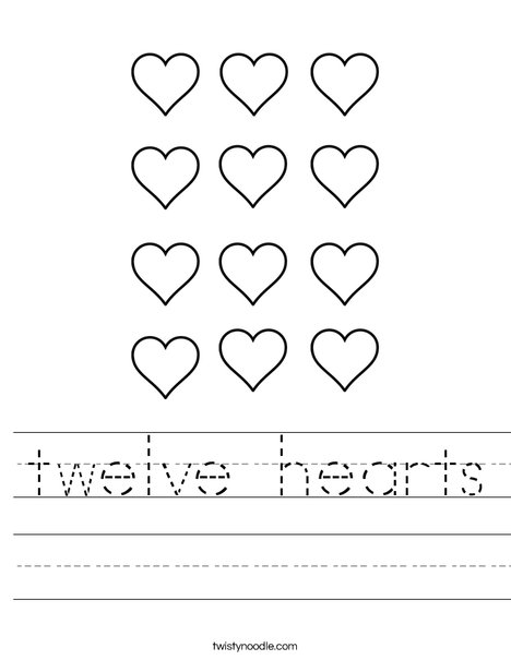 Twelve Hearts Worksheet