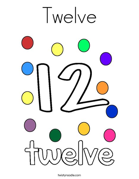 Twelve Coloring Page - Twisty Noodle