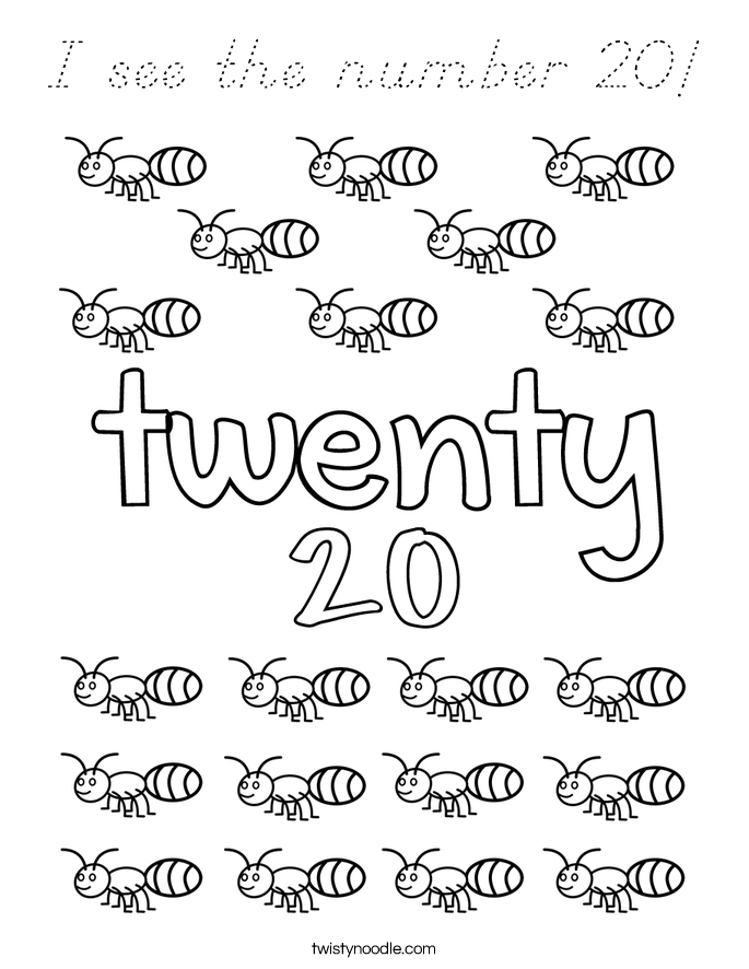 I see the number 20! Coloring Page