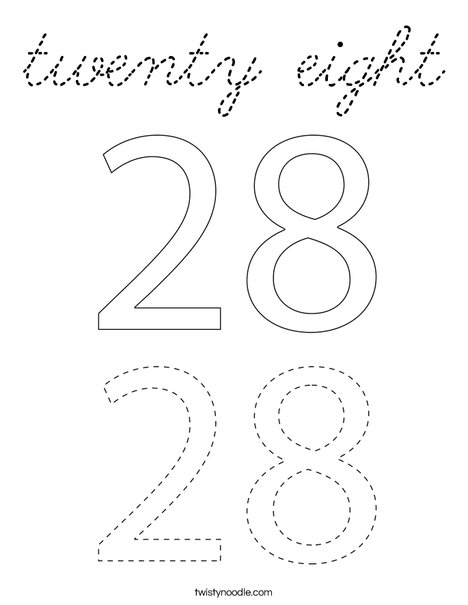 Twenty Eight Coloring Page