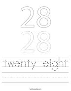 twenty eight Handwriting Sheet