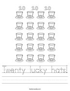 Twenty lucky hats Handwriting Sheet