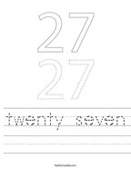 twenty seven Handwriting Sheet