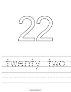 twenty two Handwriting Sheet