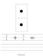 kinder 2 worksheet 1 + 1 = Handwriting Sheet