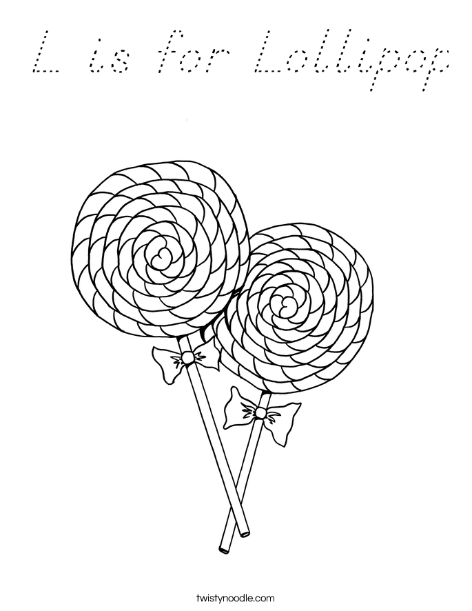 L is for Lollipop Coloring Page